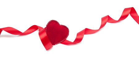 Ribbons and heart on white, valentines day conceptの写真素材