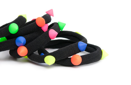 Colorful scrunchies isolated on whiteの写真素材