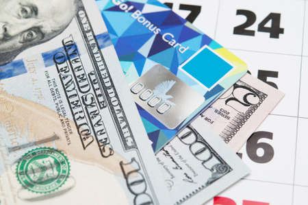 Credit card and dollar money. Concepts of  finance, banking, debt.の写真素材