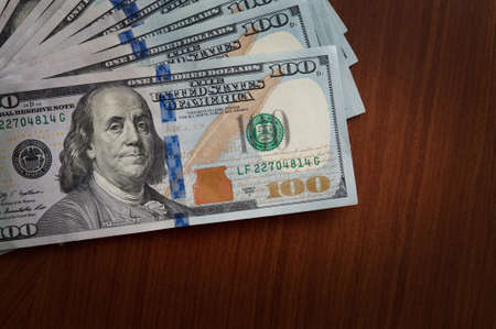 Dollars banknotes closeup. Cash Money American Dollars.