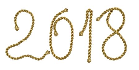 Happy New Year 2018. Golden shiny rope. Holidays design element for web, cards, calendar, poster,...