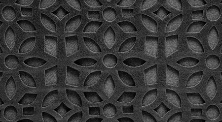 Macro texture. Fragment black lace leather background.