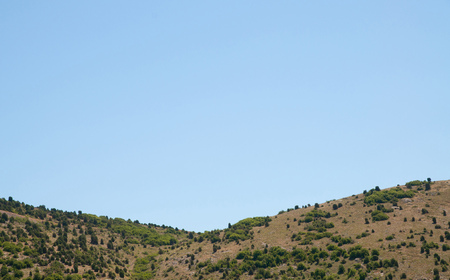 Exotic nature. Beautiful hill view Landscape of hill and mountain with blue sky. Majestic and...