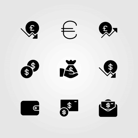 Money vector icons set. euro, money and dollarのイラスト素材