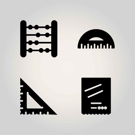 School vector icon set. protractor, degree and set squareのイラスト素材