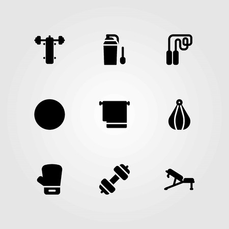 Fitness vector icons set. protein, glove and boxingのイラスト素材
