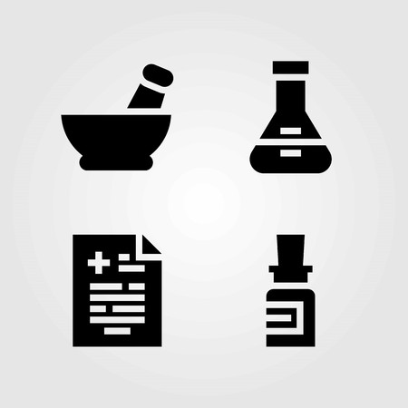 Medical vector icons set. medicine, flask and mortarのイラスト素材
