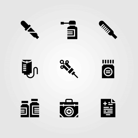 Medical vector icons set. medicine, drop counter and pipetteのイラスト素材