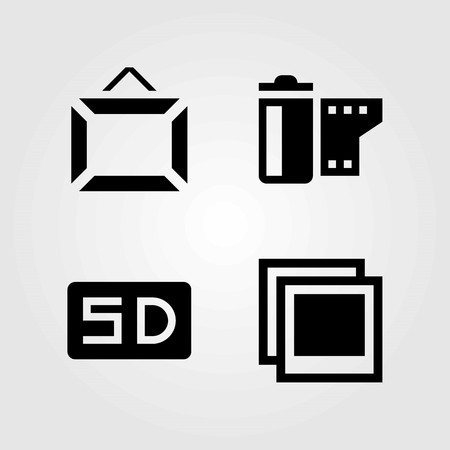 Multimedia vector icons set, photo, frame and film roll.のイラスト素材