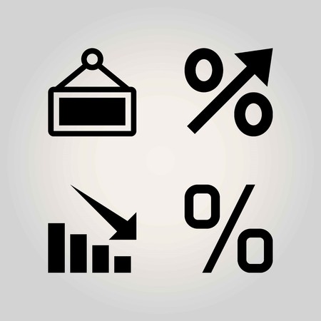 Technology vector icon set. sign, loss, percentage and arrowのイラスト素材