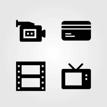 Technology vector icons set. tv, television and credit cardのイラスト素材