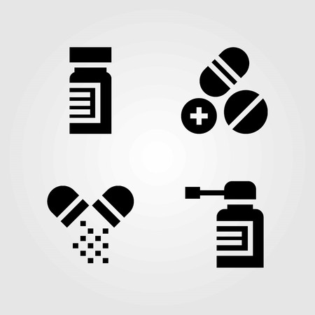 Medical vector icons set. spray, medicine and pillsのイラスト素材
