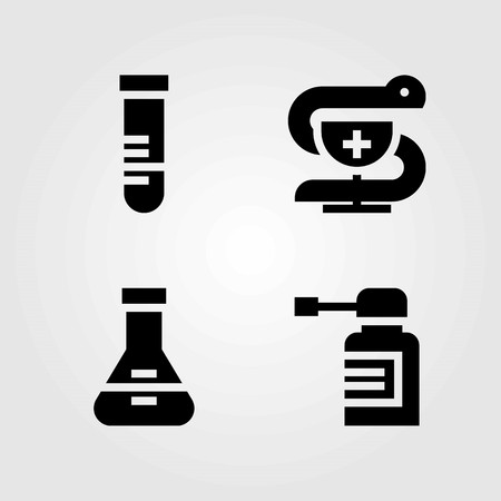 Medical vector icons set. flask, pharmacy and test tubeのイラスト素材