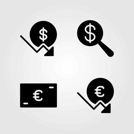 Sign vector icons set. euro and dollarのイラスト素材