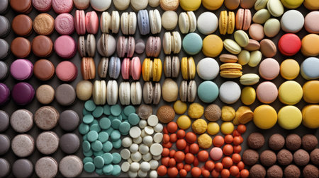 Colorful macaroons background. Colorful macaroons backgroundの素材