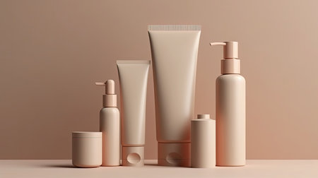 3d render of cosmetic bottle containers for cream or lotion.の素材