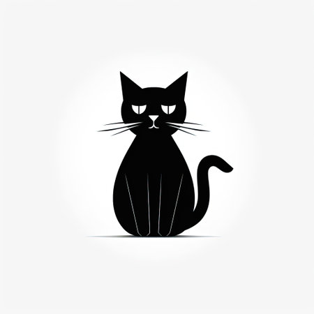 Black cat icon isolated on white background. Vector illustration.の素材