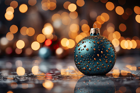 Christmas ball on bokeh background. Christmas and New Year concept.の素材