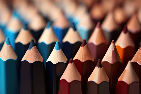 Close-up image of color pencils, shallow depth of fieldの素材