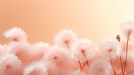Fluffy fluffy dandelion flowers on a pastel background.の素材