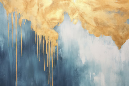 abstract watercolor background - blue and yellow paint on a wallの素材
