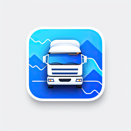 Truck on the road. Road transportation icon. Vector illustration.の素材