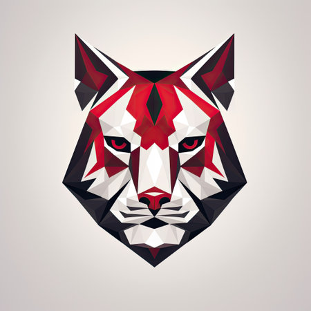 Abstract polygonal tiger head, low poly style vector illustration.の素材