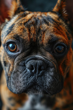 Close-up portrait of a french bulldog with big blue eyesの素材