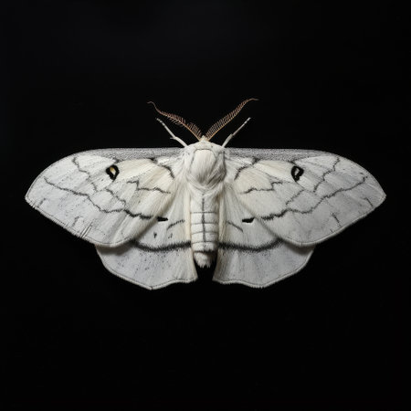 Moth isolated on black background.の素材