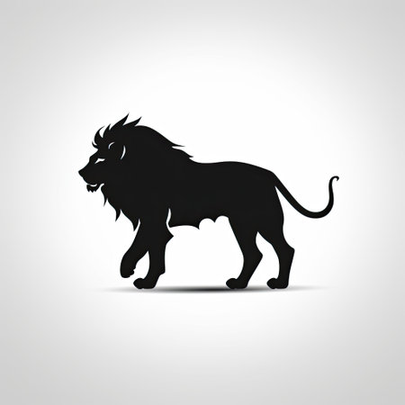 silhouette of a lion on a white background, vector illustrationの素材