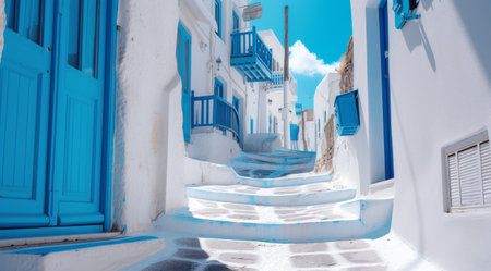 White architecture in Greece. Beautiful summer landscapeの素材