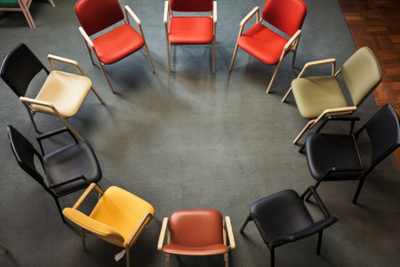 3D render of a row of chairs in a conference room.の素材