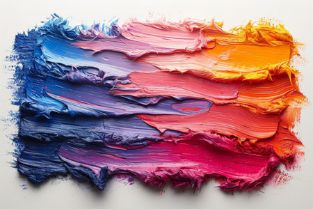 colorful brushstrokes of oil paint on a white background.の素材