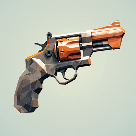 Revolver in low poly style isolated on white background. Vector illustration.の素材