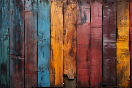 Colorful wooden wall background. Colorful wooden planks texture.の素材