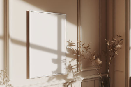 Mock up poster frame in modern interior background, 3d renderの素材