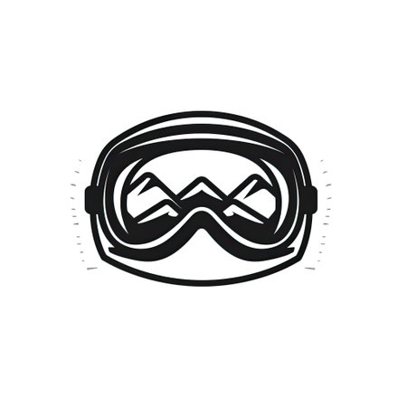 Ski helmet icon in flat style. Ski goggles vector illustration on white isolated background.の素材