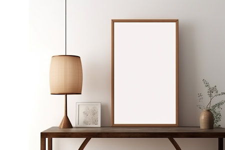 Mock up poster frame in modern interior background, 3D renderの素材