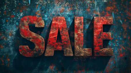 Sale text on the grunge background. 3D rendering.の素材