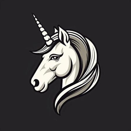 Unicorn head isolated on a black background. Vector illustration.の素材
