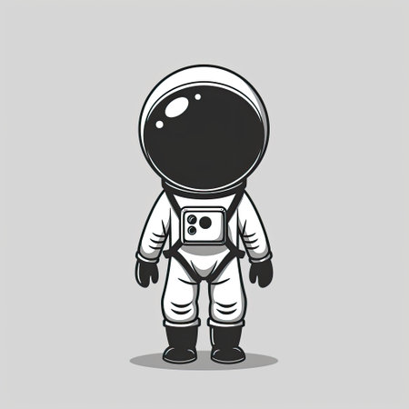 Astronaut in spacesuit on gray background. Vector illustration.の素材