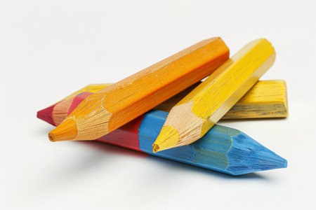 Wooden pencils isolated on a white background. Studio shot.の素材