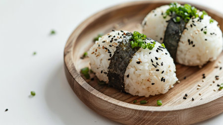 Japanese food - Sushi roll with rice and seaweed on white backgroundの素材