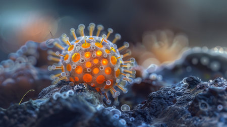 3D illustration of a virus cellの素材