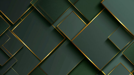 Abstract green background with golden squares. Vector illustration for your design.の素材