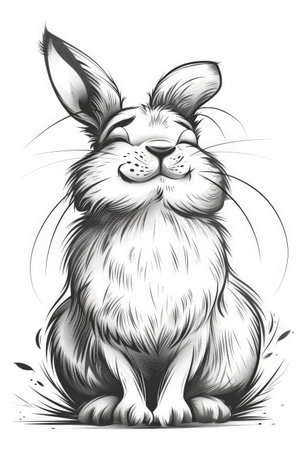 Rabbit in black and white color. Vector illustration for your designの素材