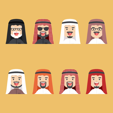 Arabic man set, vector avatarsのイラスト素材