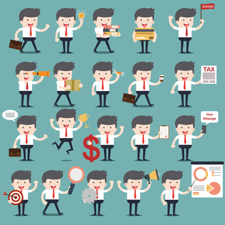 set of businessman activities vectorのイラスト素材