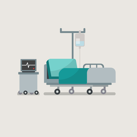 Hospital bed with medical equipments.のイラスト素材