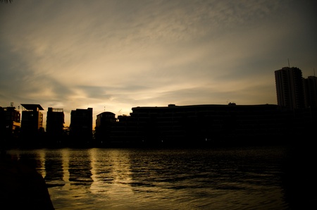 Dusk at lakeの写真素材
